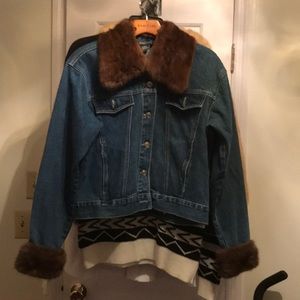 Bluejean jacket with Mink collar And Cuffs